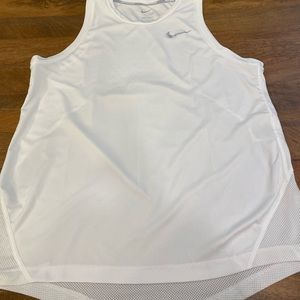Nike dri-fit running tank with mesh back, white, Sz small